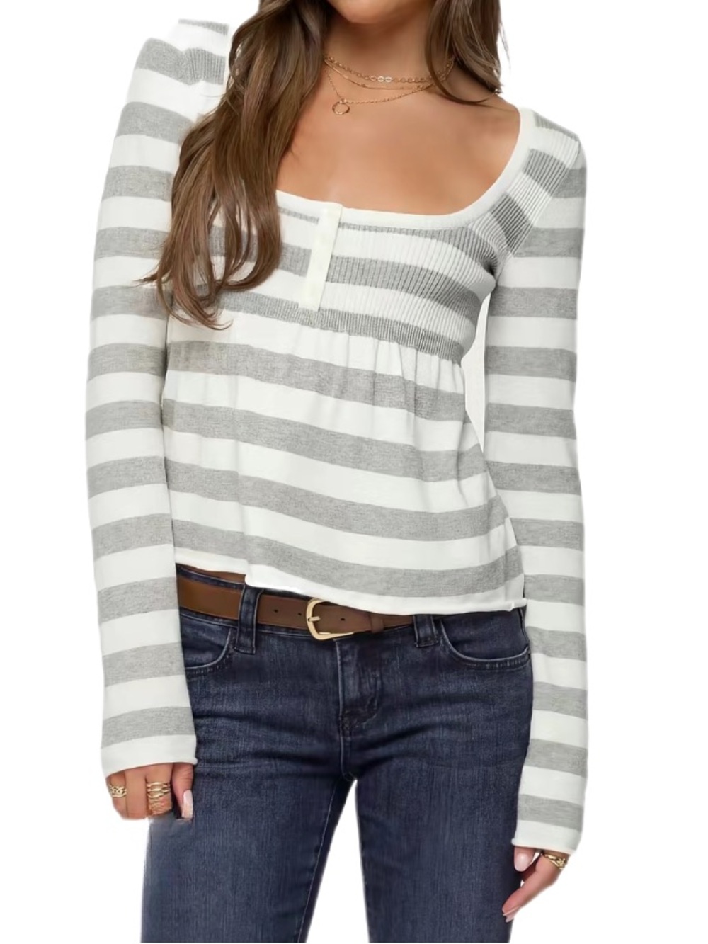 NEW Edikted Striped Knit Babydoll Top
